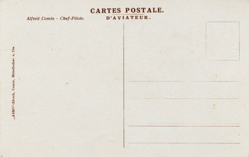 Alfred comte - Chef-Pilote, Zürich, Suisse Carte postale d'aviateur vers 1920