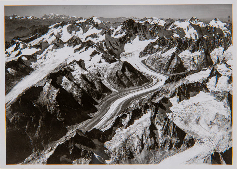 Photo Walter Mittelholzer - Unteraargletscher, Oberaargletscher, Bächlistock, Finsteraarhorn, Mont Blanc