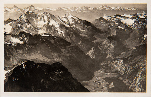 5460 - Photo Walter Mittelholzer - Kandertal, Gemmiweg de Kandersteg vers le col, Doldenhorn, Wildstrubel, Gemmipass de 4000 m, Suisse