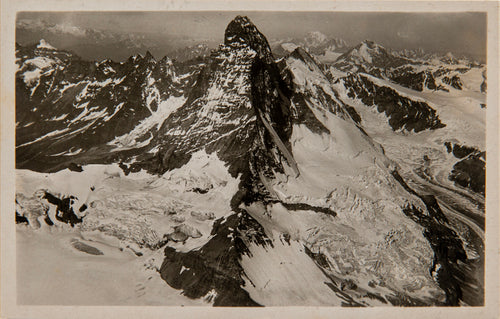 Photo Walter Mittelholzer - Matterhorn et glacier de Zmutt , Furgggrat, Dent d'Hérens