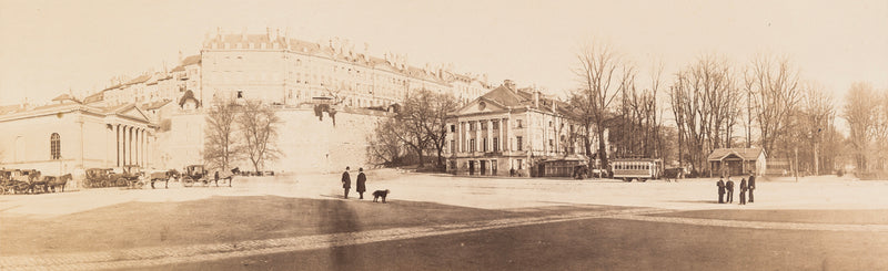 Genève - La place Neuve avec l'ancien théâtre vers 1865