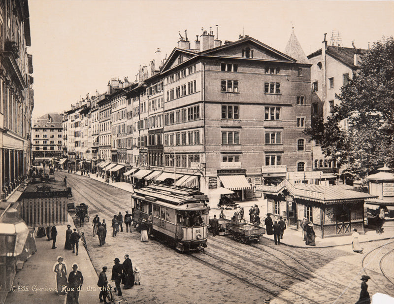 Genève - Rue du Marché, la place du Molard en 1901