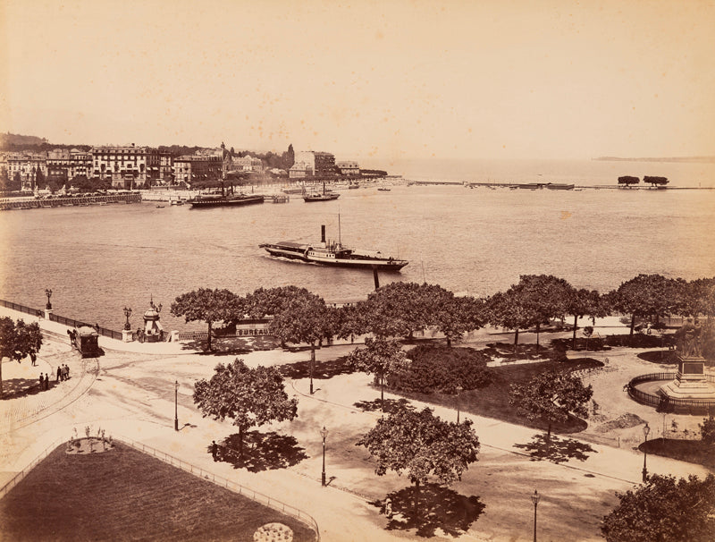 Genève - La rade vers 1880 avec les vapeurs "Chillon", "Winkelried" et "Ville de Genève"