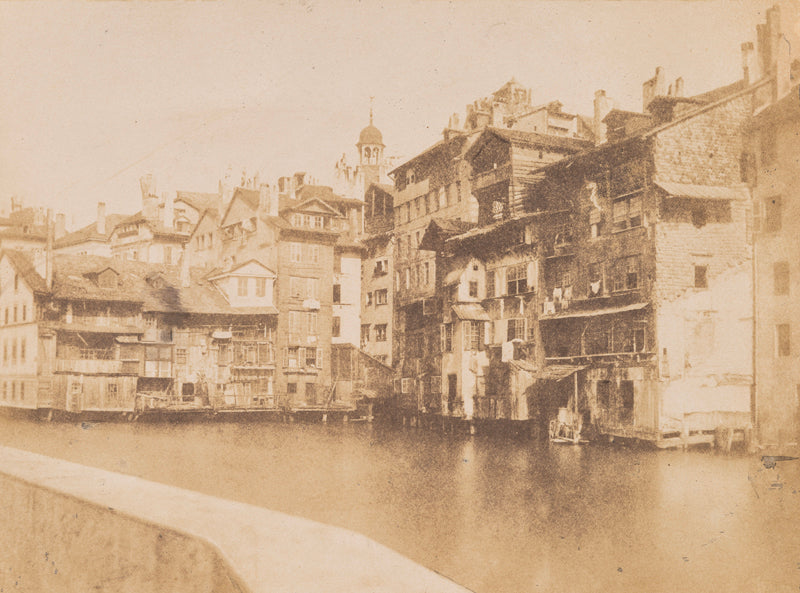 Genève - Les maisons de l'Île prises depuis le quai du Seujet, Suisse