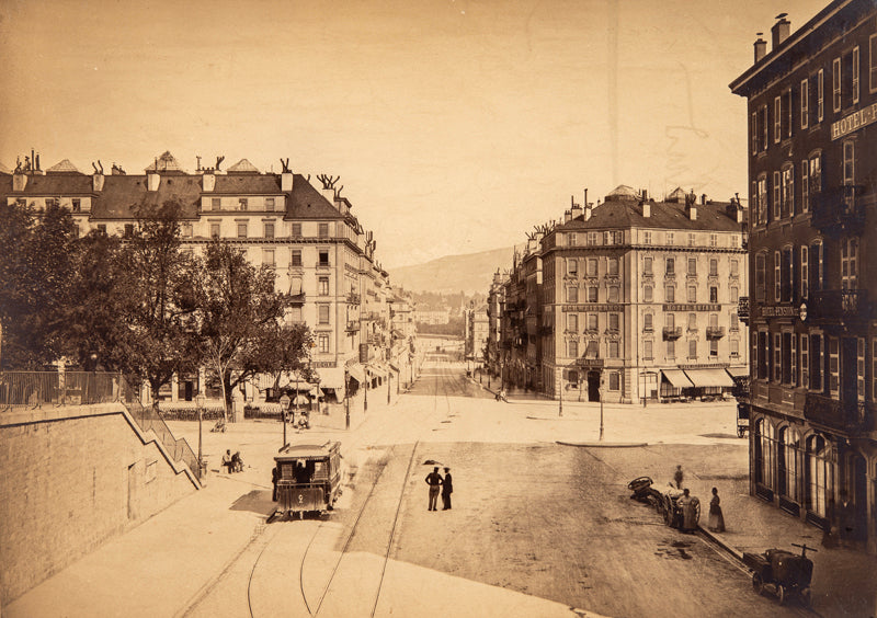 Genève - La place Cornavin et la rue du Mont-Blanc vers 1870