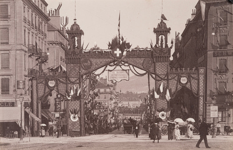 Genève - Rue du Mont-Blanc, la Fête fédérale de tir en 1887,