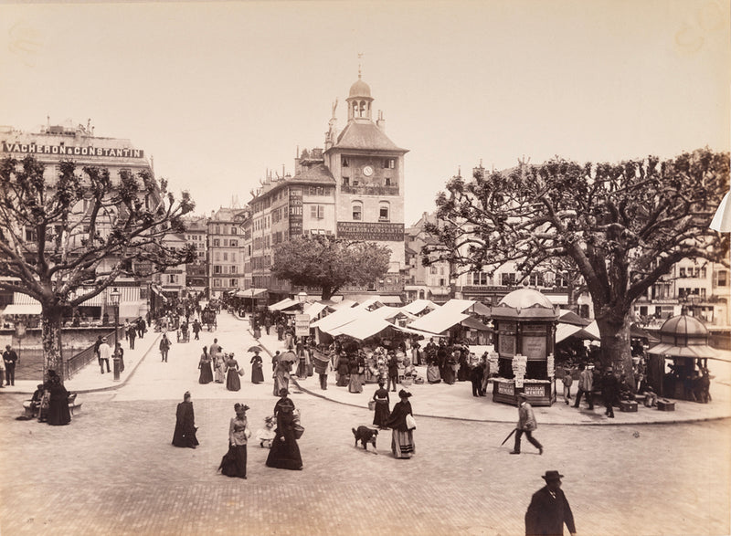 Genève, Place Bel-Air, le marché vers 1895