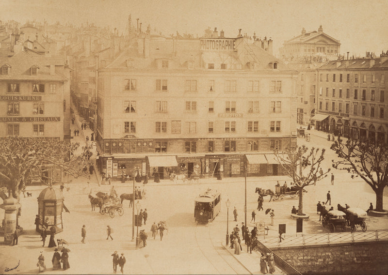 Charnaux_Genève - Place Bel-Air, la maison des Trois-Rois vers 1890