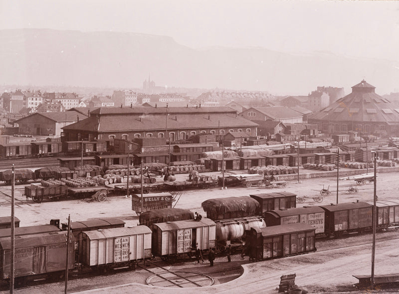 Genève - Montbrillant, la gare marchandise et la rotonde de locomotives à vapeur