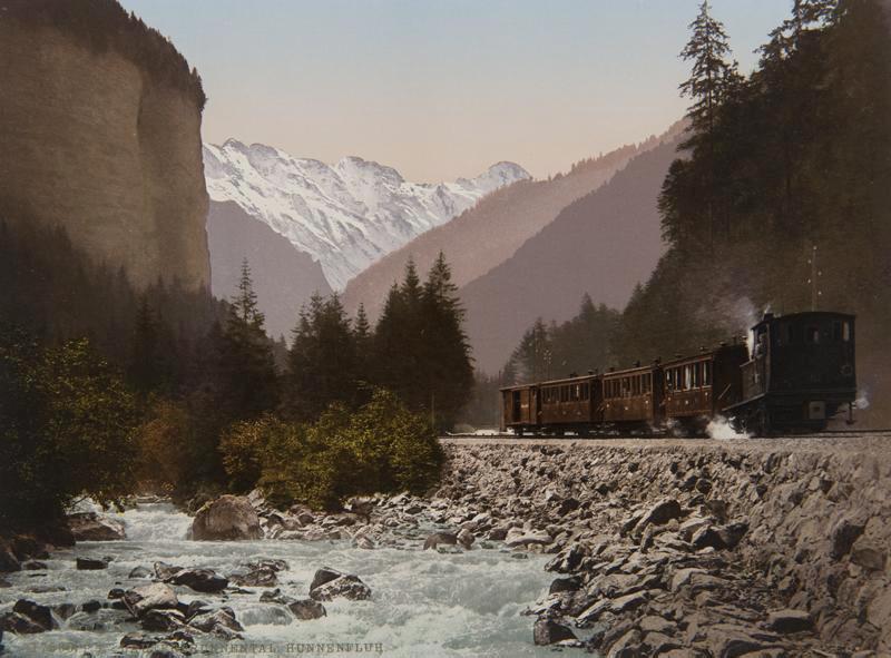 Photochrom - Lauterbrunnental, Hunnenfluh, Berne, Suisse