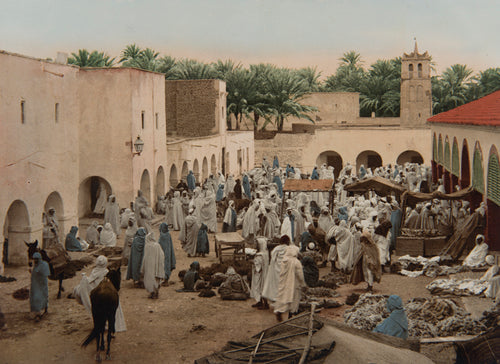 Photochrom Biskra, le marché, Algérie