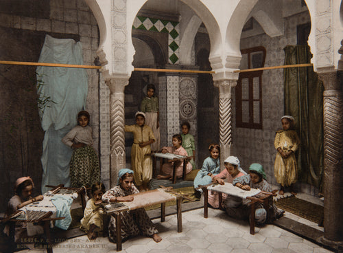 Photochrome Luce ben Aben, Ecole de broderies arabes II, Algérie