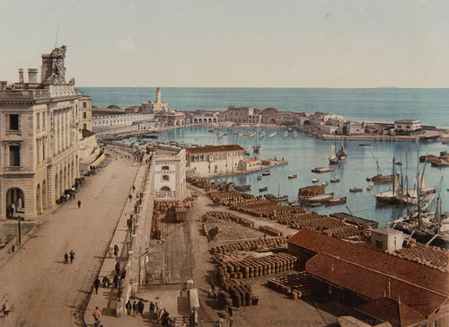 Photochrom Alger, l'Amirautée et port des torpilleurs, Algérie