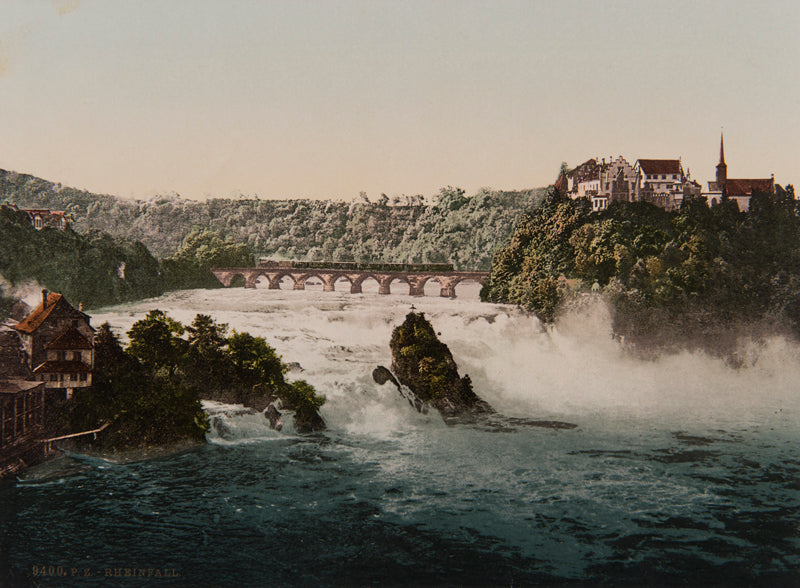 Photochrom Rheinfall, Schaffhouse, SuissePhotochrom, Chutes du Rhin, Schaffhouse, Suisse