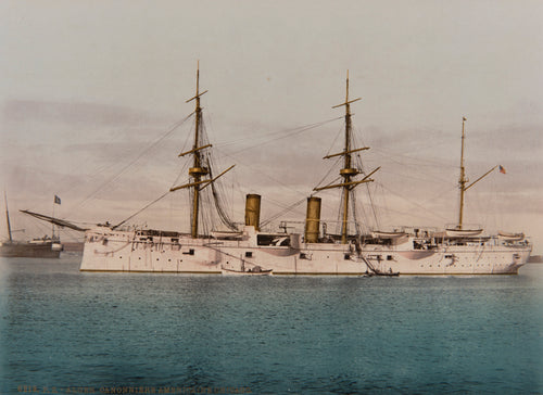 Photochrom Alger, Canonnière américaine Chicago, US Battleship, Algérie