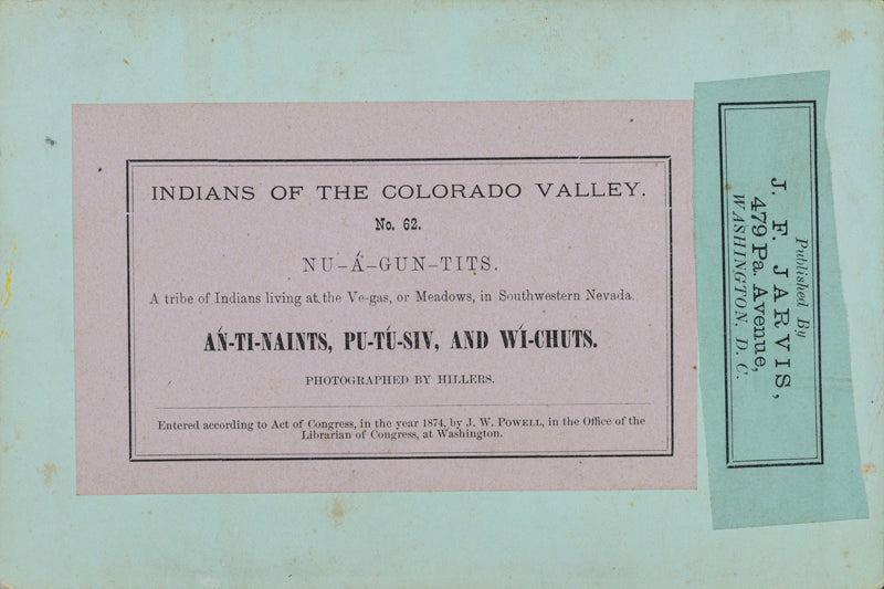  Indiens de la vallée du Colorado, No. 62. NU-A-GUN-TITS, USA