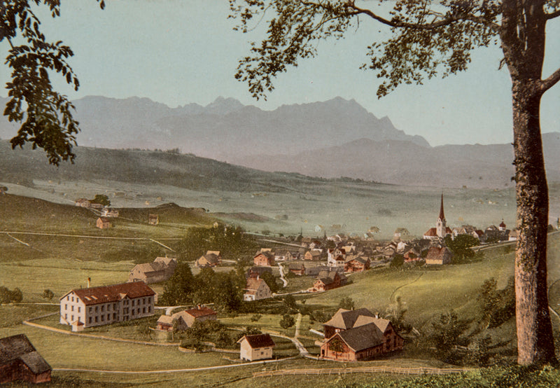 Photochrom - Dorf Gais und Santis, Appenzell, Suisse
