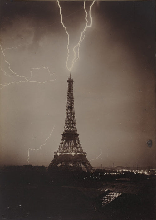 Eiffel tower struck by lightning, Paris, France. Photographer : Gabriel Loppé
