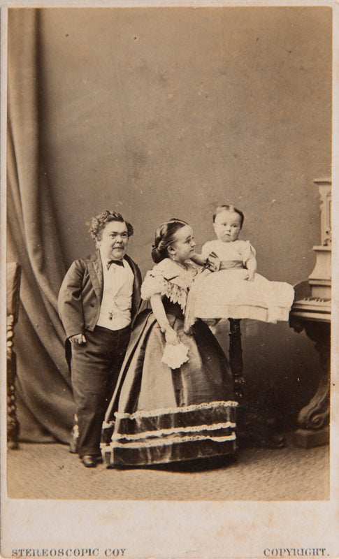 5040 - "Tom Tumb" stage name, Charles Stratton and Lavinia Warre with a rented baby from founding hospital by Barnum