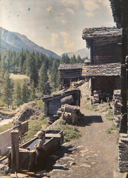 Blatten, Lötschental, Valais, Suisse - Louis Rodieux - Autochrome vers 1920