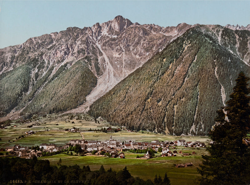 Photochrom - Chamonix et le Brévent, France