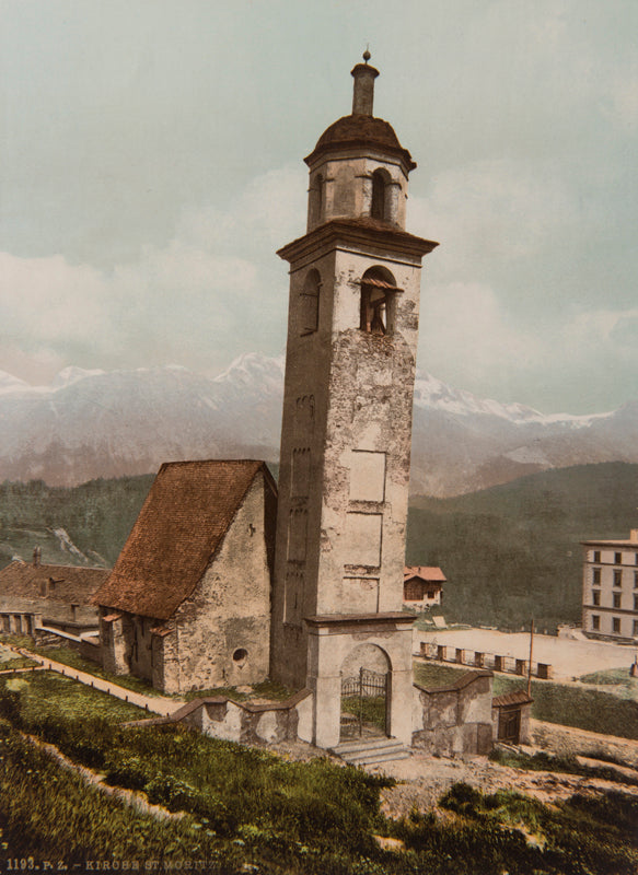 Photochrom - Kirche St. Moritz, Grisons, Suisse