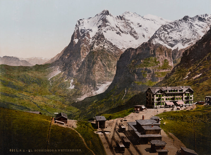 Photochrom - Kl. Scheidegg & Wetterhorn, Berne, Suisse