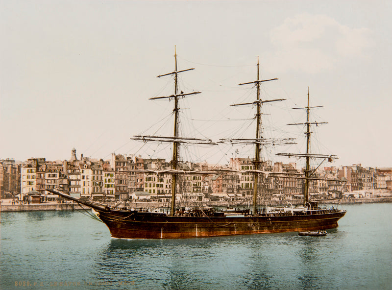 Photochrom, Le Havre. Un trois-mâts, France