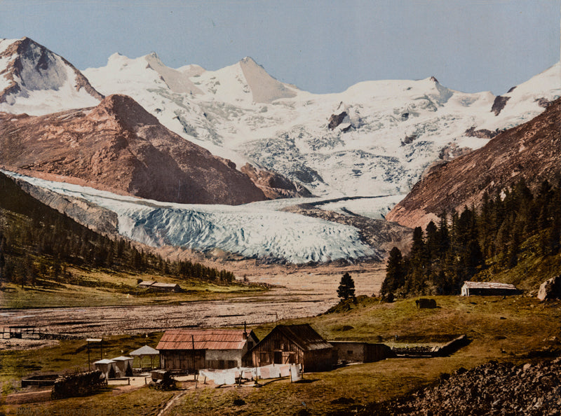 Photochrom, Hôtel Roseg, Roseg-Gletscher, Grisons, Suisse