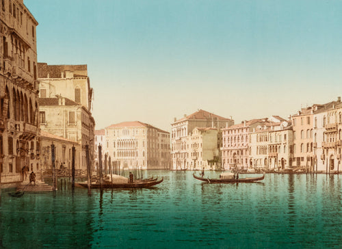 Photochrom de Venise, Grand Canal et Palais des Foscari, Italie