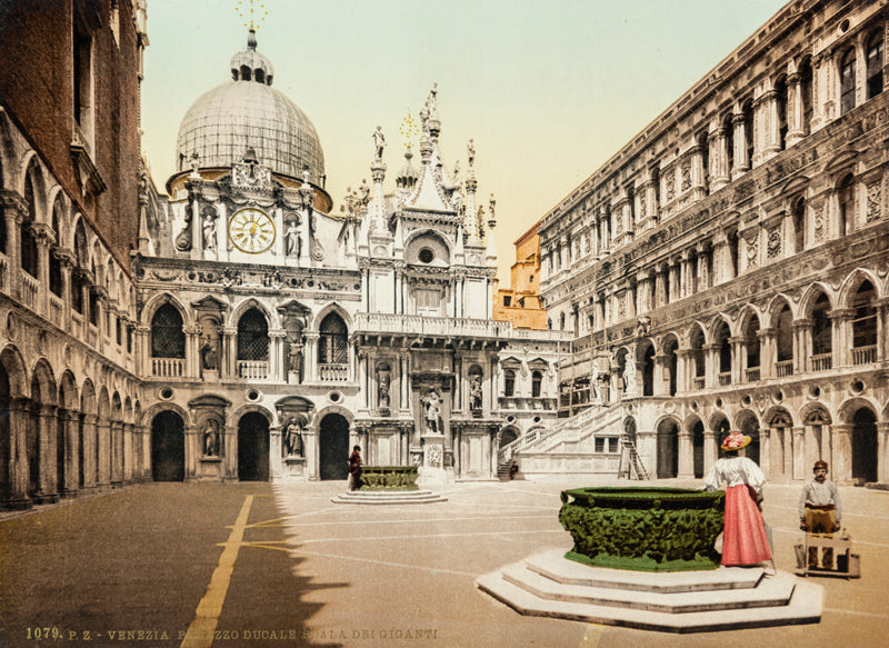 Photochrom de Venise, Palais des Doges et l'Escalier des géants, Italie