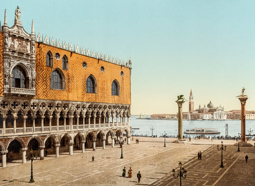 Photochrom de Venise, Palais des Doges et la Piazzetta, Italie