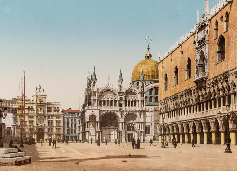 Photochrom de Venise, place St-Marc et l'horloge, Italie