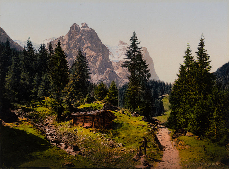 Photochrom - Well & Wetterhorn, Berne, Suisse