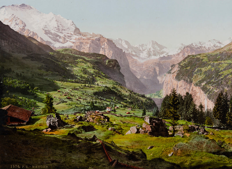 Photochrom de Wengen, Berne, Suisse